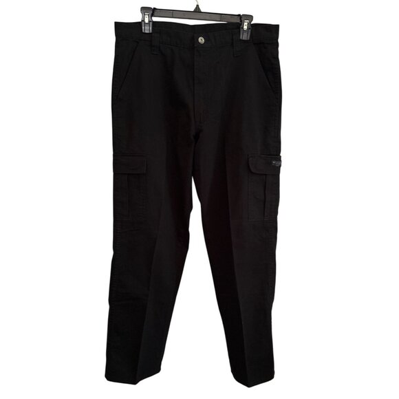 Wrangler Mens Loose Fit Black Cargo Pants 34x32 100% Cotton Tech Pocket - Picture 1 of 5